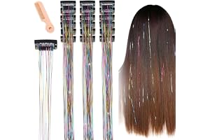 XHYASD 18 stycken glitterhårslingor med klämma, färgglada hårförlängningar med kam, glänsande slingor för kvinnor, perfekt för festival, fest, cosplay
