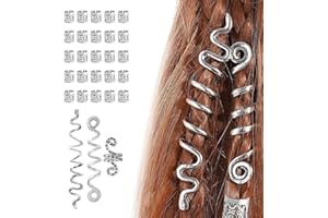 SHPUJUN 28 gioielli dreadlocks, gioielli per capelli da donna, gioielli dread, accessorio per capelli pirata per donne e uomini, perline per capelli regolabili, accessori per capelli in metallo