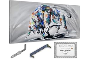 Monica Mirafiori I 100% HANDGEMALT I Gemälde Bullock 140x70cm | Gemälde Handgemalt | Acrylgemälde | Sehr Großes Acrylbild I Moderne Kunst I Kunstbilder