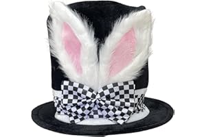 A-SZCXTOP Easter Bunny Ears Top Hat,Tea Party March Hare Hat Cosplay Costume for Unisex Adults,Rabbit Fancy Dress Party