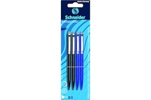 Schneider K 15 długopis (wkład nadający się do dokumentów - grubość kreski M, kolor tuszu: czarny/niebieski), 4 szt. w blistrze czarny/niebieski