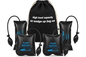 4 st Air Wedge Pump Air Montering Kuddar Bil luftkil Pump Upp Påse Uppblåsbara Kuddar Set luftpump med Förvaringsväska för Dörr Fönstermontering Bilreparation Lyft Tung Objektjustering