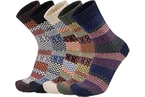 CHALIER FINERY 5 par zimowych wełnianych skarpet damskich, oddychające, miękkie, grube skarpetki, kolorowe, jakość premium, efekt regulacji klimatu, wielokrotnego użytku, 35-41 EU