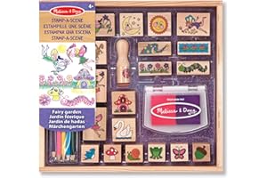 Melissa & Doug – pieczątki z serii Stamp-a-Scene: ogród wróżek | rzemiosło i sztuka | zestaw pieczątek i szablonów | 4+ | prezent dla chłopca lub dziewczynki