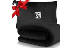 BOACAY Weiche & Warme Reisedecke für Flugzeug & Auto - Unentbehrlich für Lange Flüge für Frauen, Männer, Kinder - Kompaktes Kissen mit Gepäckhülle & Rucksackclip