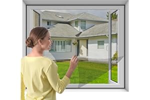 LAFEFE Selbstklebendes Fliegengitter für Fenster, zuschneidbar auf die Größe 110 cm x 130 cm, Netz für Moskitonetze ohne Bohren oder Schrauben mit selbstklebendem Klebeband - Schwarz