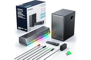 Smalody TV Speakers, Home Theater Speaker Wireless Audio Sound bar TV Speaker + Bass Subwoofer, Bluetooth Enabled/Optical/AUX/COAXIAL Inputs/Remote Control