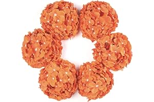 DuHouse Artificial Bigger Silk Hydrangea Flower Heads with Stem Real Touch Fake Hydrangea Flower Bouquets for Wedding Home Party Garden Centerpiece Pack of 6(Burnt Orange)