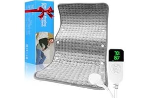 QYIBLERI Heat Pads for Back Pain Relief - Electric Heat Pad with Buckle, Stepless Heating Levels & Auto-Off Timer, Machine Washable, LED Controller, 60x30cm Heating Pad for Period Cramps, Muscle Relaxation