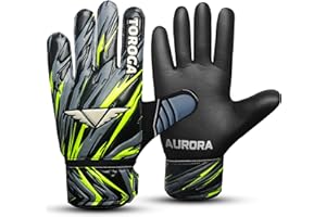 TOROGA Football Goalkeeper Gloves For Boys, Kids Children Youth Soccer Goalie Gloves with 4mm Latex Finger Spine Protection Super Grip Palm Goalkeeping Gloves