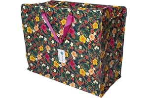 Happy Planet Giftshop Large Jumbo Storage Bag with Zip 58 x 47 x 30cm 80l (Tropical Floral) (Single - Multipacks Available)