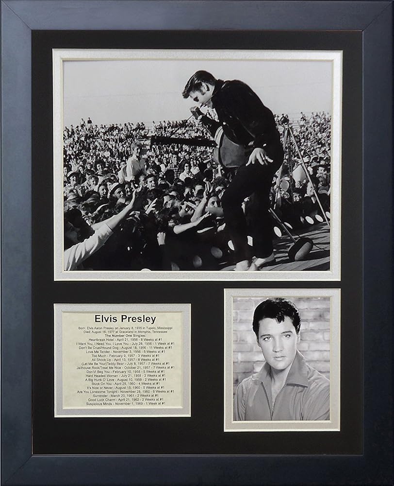 Efsanevi ölüm asla Elvis Presley Live çerçeveli fotoğraf kolajı, 11 x 35,6 cm