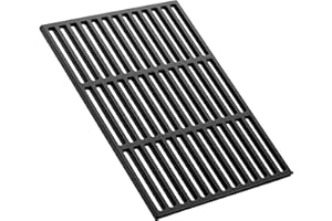 Wiltec Gusseisen Grillrost 29 x 38 cm, Grillgitter für Holzkohlegrill & Gasgrill, Gussgrillrost für BBQ, Grilleinsatz matt emailliert eckig