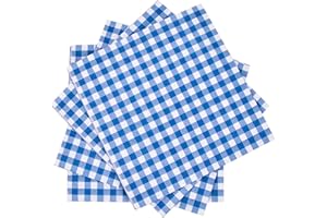 MIXIDON Paper Napkins 3-ply 80PCS 5x5 Inch Beverage Gingham Disposable Paper Serviettes Dinner Napkins Blue