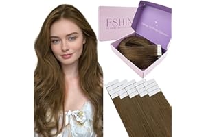 Fshine Extensiones Adhesivas Pelo Natural 12 Pulgadas 30CM Extensiones Colores Marrón Chocolate 30g Tape in Extensiones Cabello Natural Cabello Humano 20Pcs Extensiones Cabello Color 4