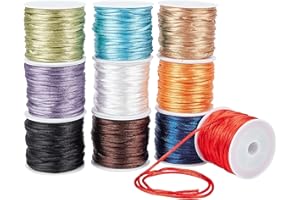 PH PandaHall Cordoncini In Nylon Satinato di Seta Da 2 mm 10 colori Cordoncino A Coda di Topo In Raso per Gioielli, Collana di Perline, Macramé, Annodare, Bracciali, Acchiappasogni