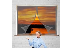 DOGUO Moustiquaire Fenêtre Magnétique 108 x 150 cm Mouche Rideau Moustique Laisse Passer L'Air Frais Moustiquaire Fenetre pour Divers de Fenêtres, Gris