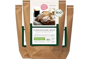 Bio Schwarzbier-Brot Brotbackmischung - Backmischung für Bierbrot - Bier Männergeschenk - Brotbackautomat geeignet - Bake with Love - (3er Pack)