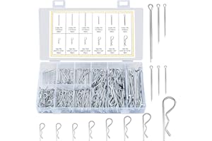 SYBDXJ 250 Pcs Cotter Pins Split Pins Assortment Kit: 140 Pcs R Clips & 110 Pcs Retaining Spring Hitch Cotter Pins Clips for Hitch Pin Lock Systems Tow Tractors Lawn Mowers Fastening Pins (250pcs- R and I)