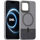 Ehr. iPhone 15 ile Uyumlu Magsafe Wireless Şarj &Ouml;zellikli Mat S&uuml;et Deri Nakışlı İ&ccedil;i Kadife Silikon Arka Kapak (Gri, iPhone 15