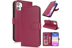 Zouzt Hülle für iPhone 11 6,1-Zoll, Stoßfestes PU Leder Handyhülle Lederhülle Klapphülle mit Kartenhalter und Standfunktion Flip Leather Wallet Phone Cover (Rot)