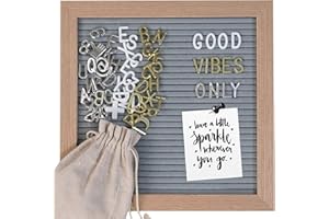 Gadgy Grey Felt Letter Board | 25 x 25 cm | 510 Letters & Stand Included | Display Board | Note Board | Felt Peg Board | Baby Announcement Board | Message Board