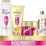 Pantene Pro-V Ricci Perfetti, Set Regalo Capelli Ricci: 1x Shampoo Ricci 225 ml, 1x Balsamo Miracle Serum Ricci 150ml, 1x Mas