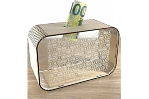 G U T H E LIFESTYLE Sparbox mit Zahlen ankreuzen mit Stift, Spardose aus Holz und Acryglas, Wiederverwendbare durchsichtige große Spardose mit Sparziel, Geld sparen, Spardose Kinder, Sparschwein, Sparbüchse 2000€