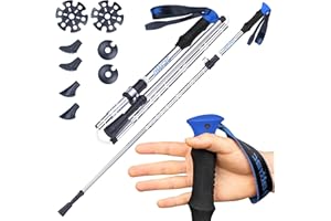 POWRX ATTRAC - Bastoni da trekking pieghevoli, misura solo 40 cm, telescopici in alluminio con chiusura rapida, regolabili e super leggeri, con app