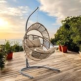 Capri Swing Nobel Tekli Rattan Bah&ccedil;e Balkon Salıncağı A&ccedil;ık Kahve