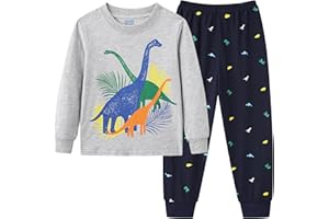 Junellz Boys Pyjamas Sets - Cotton Dinosaur/Space/Chistmas Themed Pyjamas -Long Sleeve Boys Pjs for Children Kids Dinosaur Gifts Kids Clothes