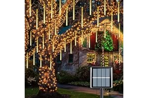 ATFKZADV Guirnalda Luces Solar Meteoros Lluvia Luces Exterior con 11.8 Pulgadas 8 Tubos 240 LED，Luces de Ducha de Meteoritos IP65 Impermeables para Árbol de Navidad Jardín Patio Bodas Fiesta