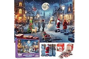 POPOYU Adventskalender 2024 Julpussel,Adventskalender 2024 Jigsaw Pussel,Jul Nedräkningskalender Pussel,24 Dagars Jul Nedräkningskalender för Barn Vuxna Rolig Julspelspresent Väggdekoration