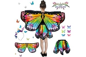 HUIKUANGEU Schmetterlingsflügel Kinder,Schmetterling Sling Umhang,Schmetterlingsumhang Set,Schmetterlingskostüm,Schmetterling Flügel Kostüm,Schmetterling Flügel Umhang,für Karneval,Fasching,Mottoparty