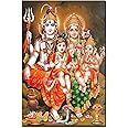wallpics® Lord Shiva with Parvati Ganesh and Kartikey waterproof vinyl sticker poster For Home Decor,Office, Hall,Living Room,Bedroom,Kids Room (12X18)