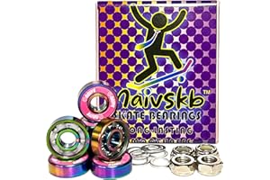 Naivskb Skateboard Bearings 8mm 8 Pack w/Locknuts Washers Skateboards Longboards Cruisers Surfskates Scooters Roller Skates (Neon Pink)