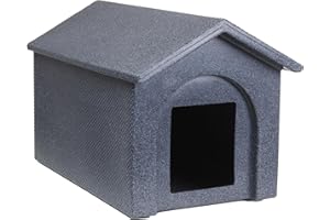 Kitty Kottage - Plastic Waterproof Cat House/Outdoor Cat Shelter/Den/Kennel - Made in Sheffield (UK) (Dark Grey Granite, One Size)