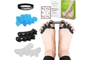 COMPASJ Separador de Dedos de los Pies + Banda Anti-juanetes - Corrector de juanetes de silicona para enderezar dedos torcidos - Separador Silicona Dedos Superpuestos - Corrector Hallux Valgus 0% BPA (Rosa)