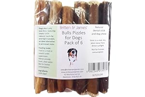 BRITTEN AND JAMES Britten & James 6 Thick Bulls Pizzles for Dogs (12cm length) - Bully Stick, Natural Dental Stick and Dog Chew. Hypoallergenic, Grain Free and Long Lasting Dog Treat