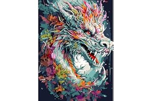 AIRDEA Dragon coloré Peinture par Numéros Adultes débutants, Acrylique Peinture par Numéros Adultes sur Toile, Kit de Peinture à l'huile sur Toile Bricolage avec pinceaux 30X40CM