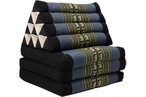 Fine Asianliving Cuscino Materasso Thailandese Triangolare 50x175x8cm Kapok Nero Elefante Cuscino Thailandese Materasso Triangolare Kapok Thai meditazione da yoga