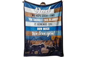 Craftique Gifts for Dad Blanket, Fathers Day, Birthday Dad Gifts from Daughter Son, Presents for Father on Christmas, Flannel Throw Blankets with Letter Print 50" x 60"