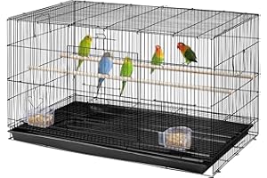 Yaheetech Vogelkäfig Stapelbarer Flugkäfig breiter käfige mit extra viel Platz für Papageien Sittiche 76 x 45,5 x 45,5 cm, Schwarz