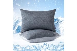 MIULEE Zestaw 2 chłodzących poszewek na poduszki z nylonowym jedwabnym włóknem chłodzącym, dwustronne, fajne, oddychające, jedwabiste, bambusowe, z niewidocznym zamkiem błyskawicznym, 50 x 65 cm,