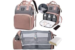 LEcylankEr Wickelrucksack mit Babybett - Große Wickeltasche Rucksack mit Wickelauflage & Isoliertasche & Moskitonetz & USB-Ladeanschluss