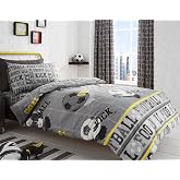 Bedlam FTBGY11PGU Duvet Cover Set, 52% Polyester, 48% Cotton, 135 x 200 cm, Grey