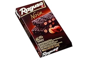 ‎RAGUSA Ragusa Noir Tafel 100g – Die dunkle Variante mit 60 Prozent Kakaoanteil und ganzen Haselnüssen – Original Schweizer Schokolade (1 x 100g)