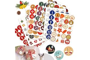 DSLIHA 240 Piece Christmas Advent Calendar Stickers - Number Stickers 1-24 for Party Favors, DIY Crafts, Baking Labels & Decoration