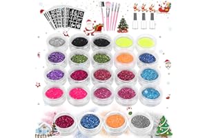 Glitzer Tattoos Set Kinder, Kastiny Temporäre Tattoo Kit 24 Farben mit 143 Schablonen, Neues Glitzer Tattoos Set Flash Tattoos für Mädchen/Junge/Party/Karneval/Halloween, Wsserdicht Non-Toxic