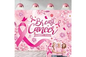 CINRAY Breast Cancer Awareness Month Backdrop 7x5FT Pink Awareness Ribbon Love Breast Background Breast Cancer Faith Hope Awareness Decoration for Women